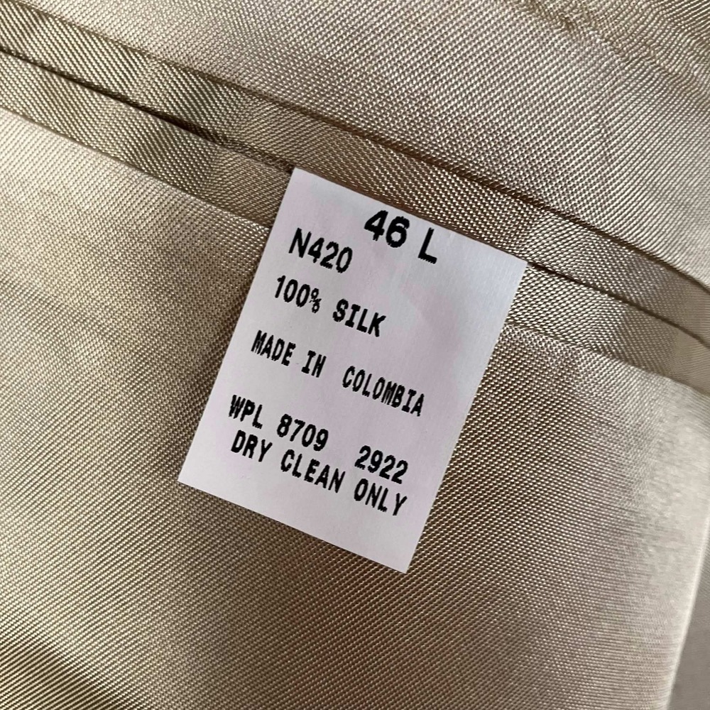 Nautica Mens 46L Silk Blazer Tan Herringbone 3 Button Sport Coat N420 NWT - Picture 6 of 14